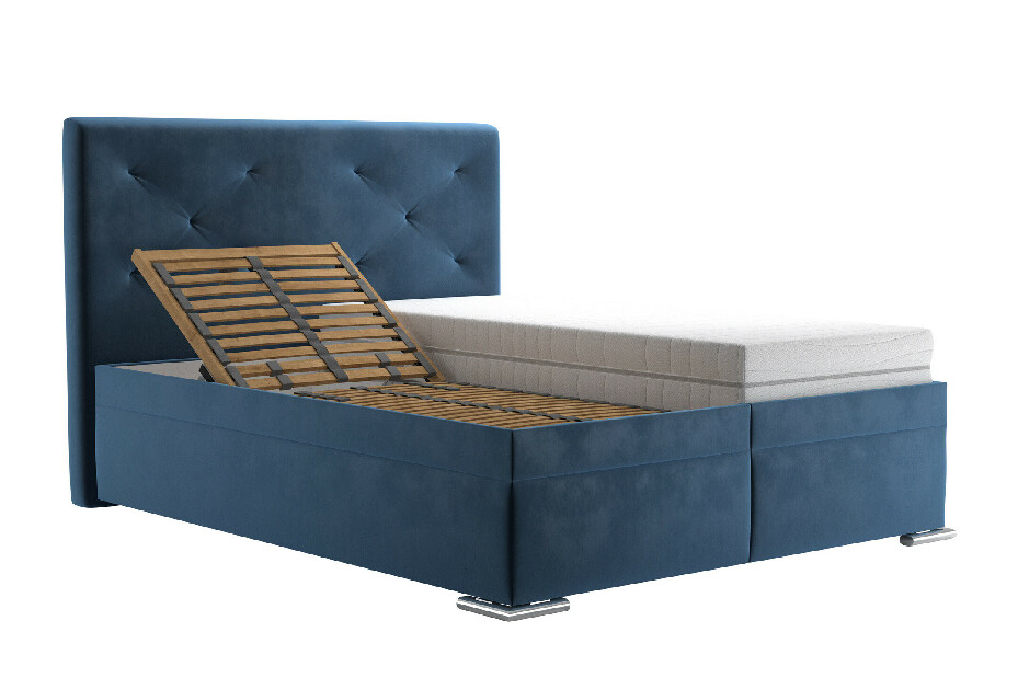 Manželská postel 160 cm BRW Chyren (tmavě modrá) (s roštami a úl. prostorem)