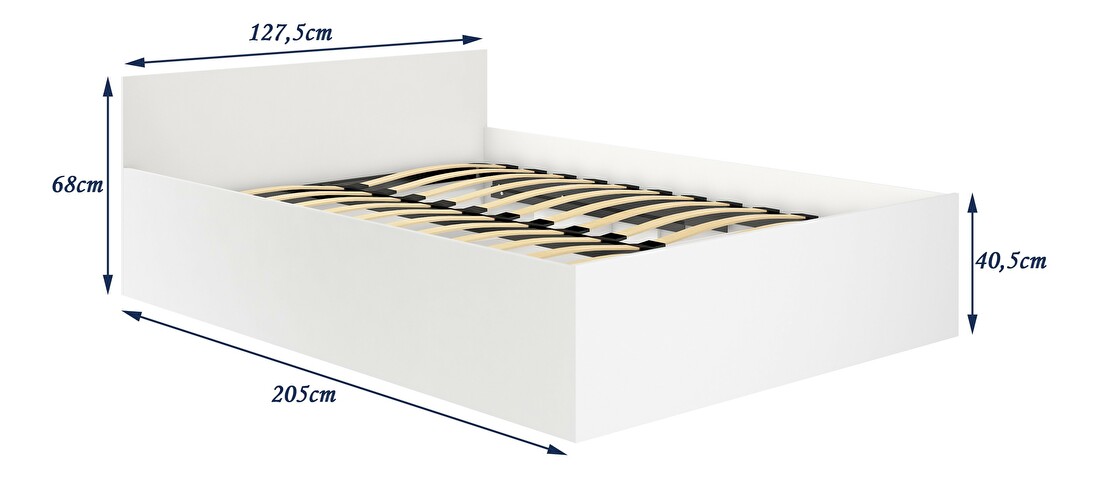 Jednolůžková postel Cezar II (bílá) (s roštem a úl. prostorem)