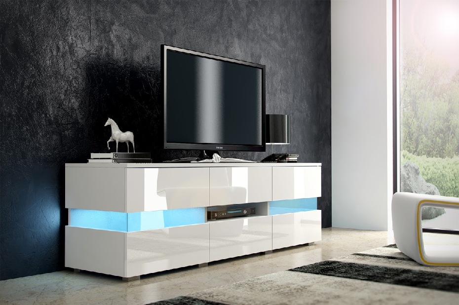 TV stolek Inter bílá + lesk bílý *bazar