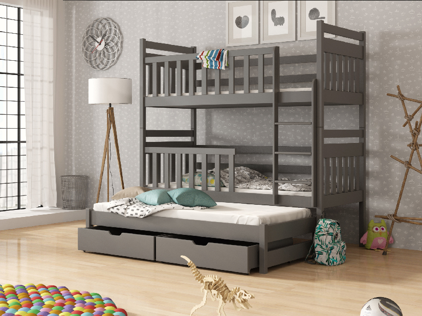 Dětská postel 80 cm KRISTY (s roštem a úl. prostorem) (grafit)