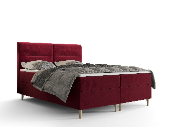 Manželská postel Boxspring 140 cm Saruta (bordó) (s matrací a úložným prostorem)
