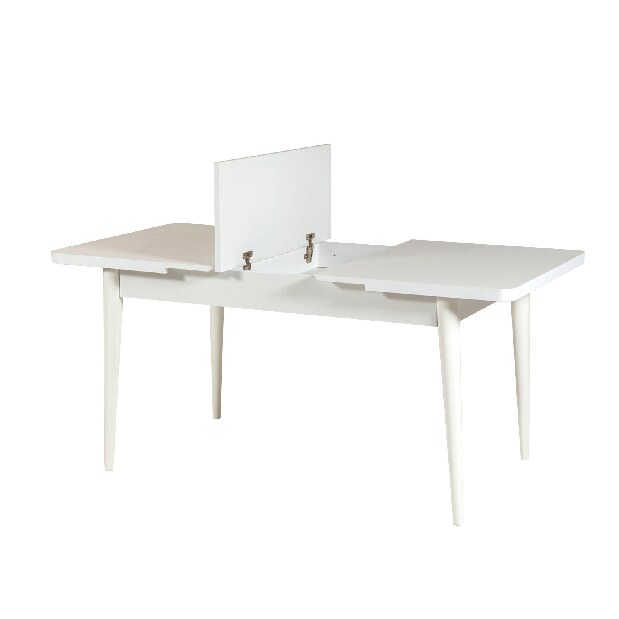 Rozkládací jídelní stůl se 2 židlemi a lavicí Vlasta (bílá + antracit)