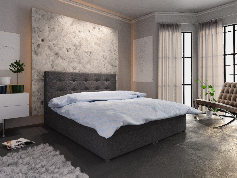 Manželská postel Boxspring 180 cm Fade 1 (černá) (s matrací a úložným prostorem)