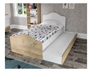 Jednolůžková postel 90 cm Sabese 4 (dub + bílá) (s roštem)