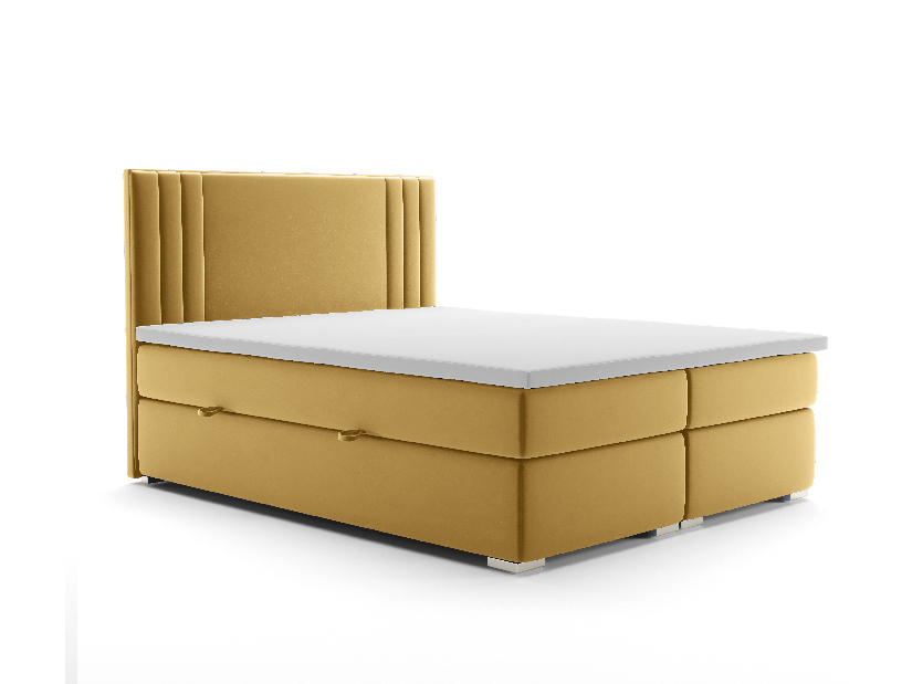 Kontinentální postel 160 cm Morcano (žlutá) (s úložným prostorem)