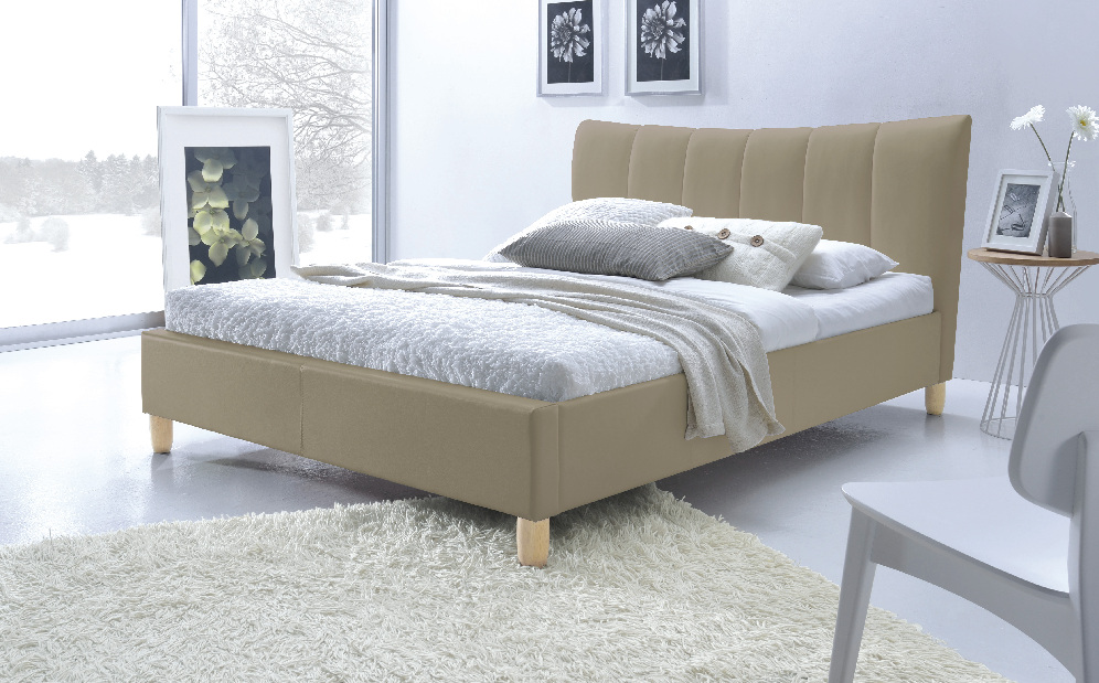 Manželská postel 160 cm Sandy (béžová) (s roštem)