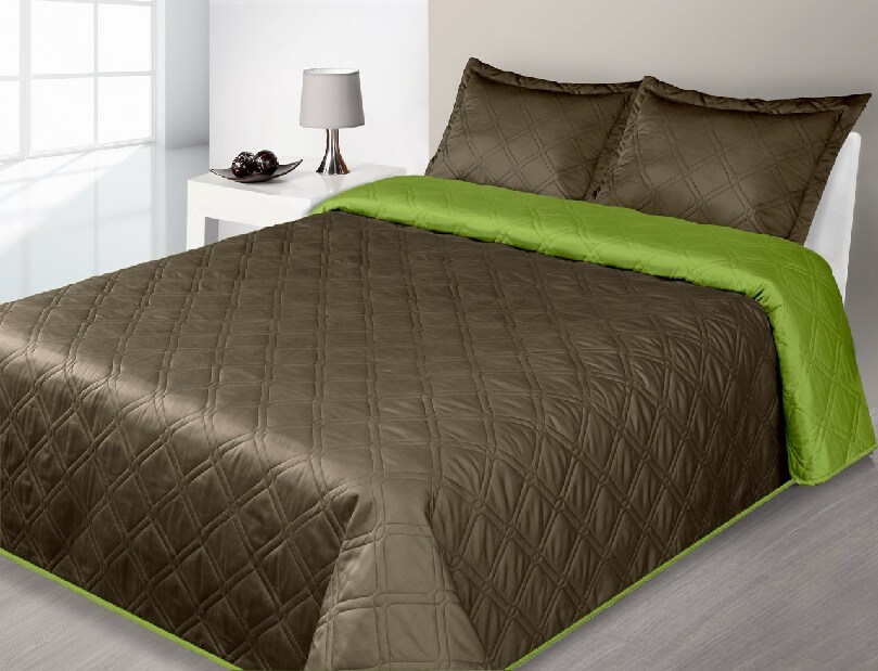 Přehoz na postel 210x170cm Nova (hnědá + zelená)