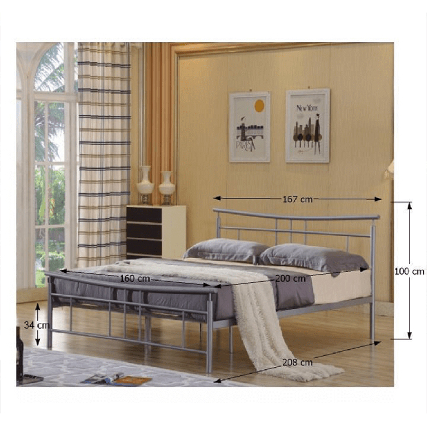 Manželská postel 160 cm Dodleston (s roštem)