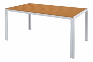 Zahradní stůl BONTO (bílá ocel + dub) (pro 4-6 osob)