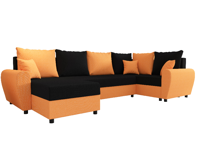Rohová sedací souprava Fleur Long (oranžová + černá) (P)