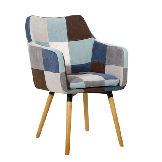 Jídelní židle Landor (modrobéžový patchwork)