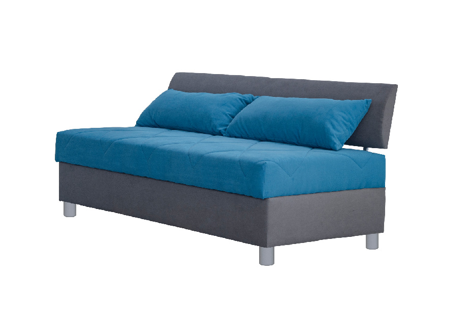 Jednolůžková postel (válenda) 90 cm Blanár Roman (šedá + modrá) (s matrací z HR pěny) (s úložným prostorem)