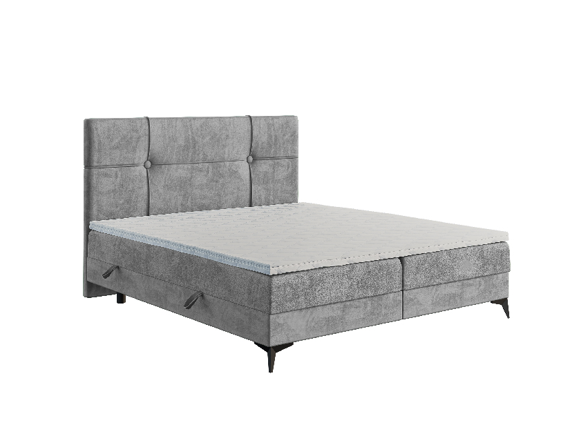 Manželská postel Boxspring 180 cm Nivela (beton) (s matrací a úl. prostorem)