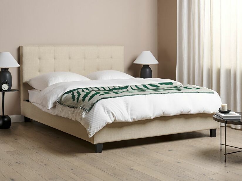 Manželská postel 160 cm Rhiannon (béžová) (s roštem)