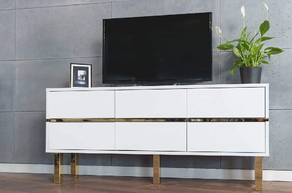 TV stolek/skříňka Naturlig Mynga (vysoký lesk bílý) *výprodej