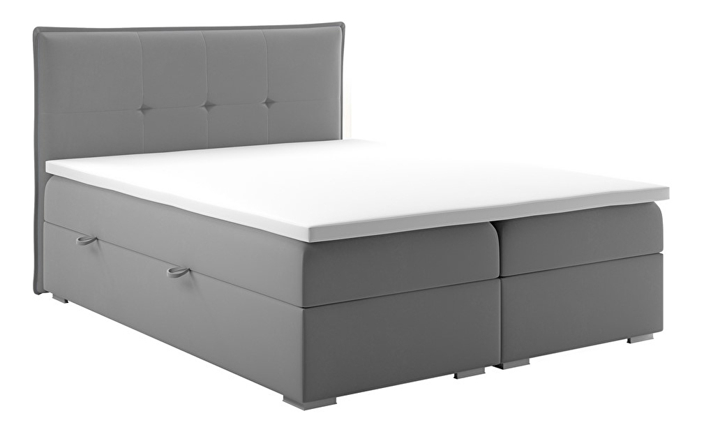 Manželská postel Boxspring 160 cm Carla (šedá)(s úložným prostorem)