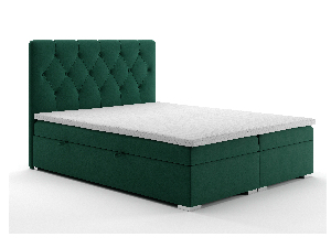 Kontinentální postel 140 cm Ronda (tmavě zelená) (s úložným prostorem)