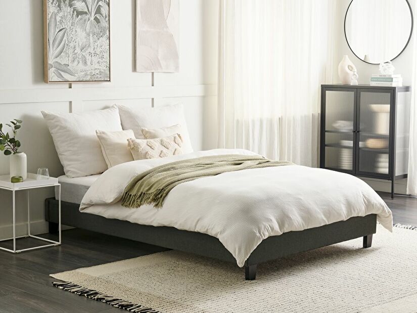 Manželská postel 140 cm ROXENNE (s roštem) (šedá)
