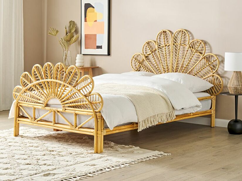 Manželská postel 140 cm Floyd (světlé dřevo) (s roštem)