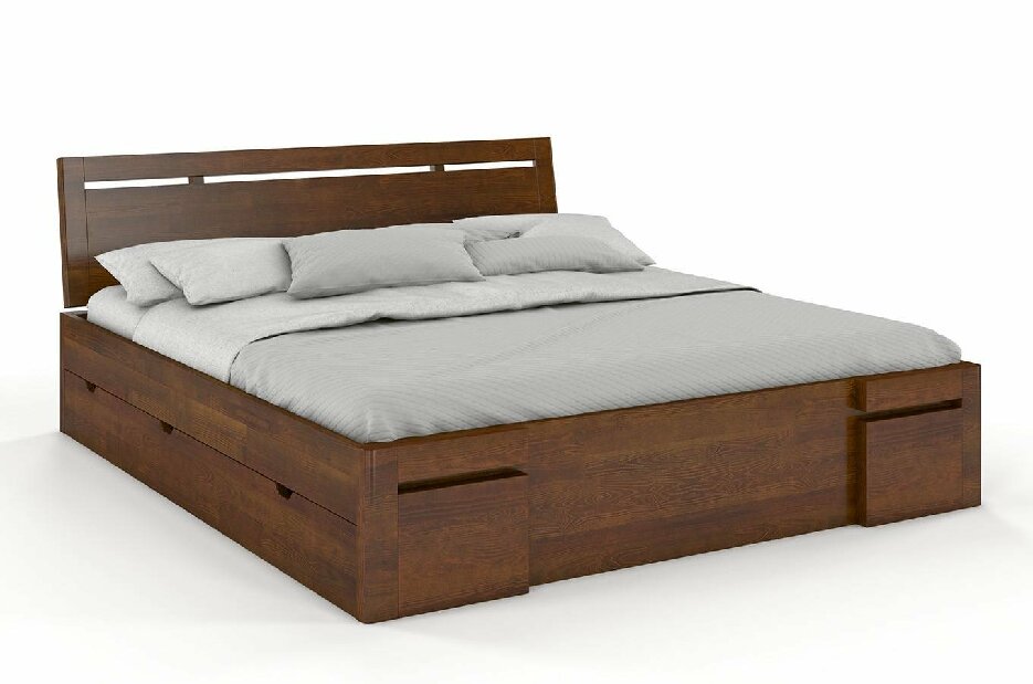 Manželská postel 160 cm Naturlig Bokeskogen High Drawers (borovice)