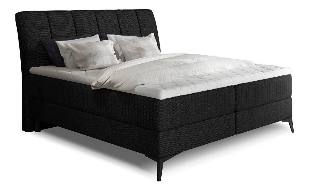 Manželská postel Boxspring 160 cm Alberto (černá Inari 100) (s matracemi)