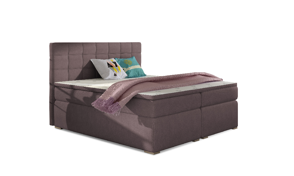 Manželská postel Boxspring 180 cm Abbie (růžová) (s matracemi)