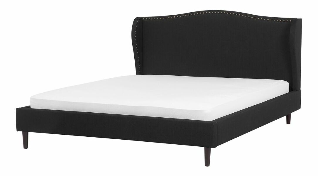 Manželská postel 180 cm COLLETTE (s roštem) (černá)