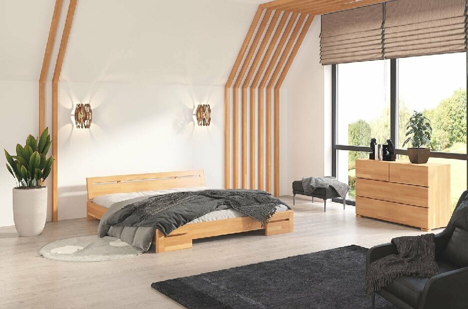 Manželská postel 160 cm Naturlig Bokeskogen (buk)