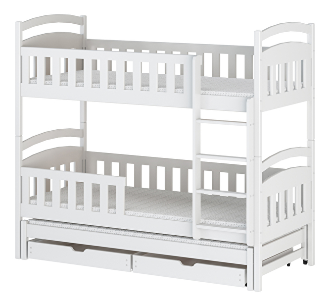 Dětská postel 90 cm ANNETT (s roštem a úl. prostorem) (bílá)