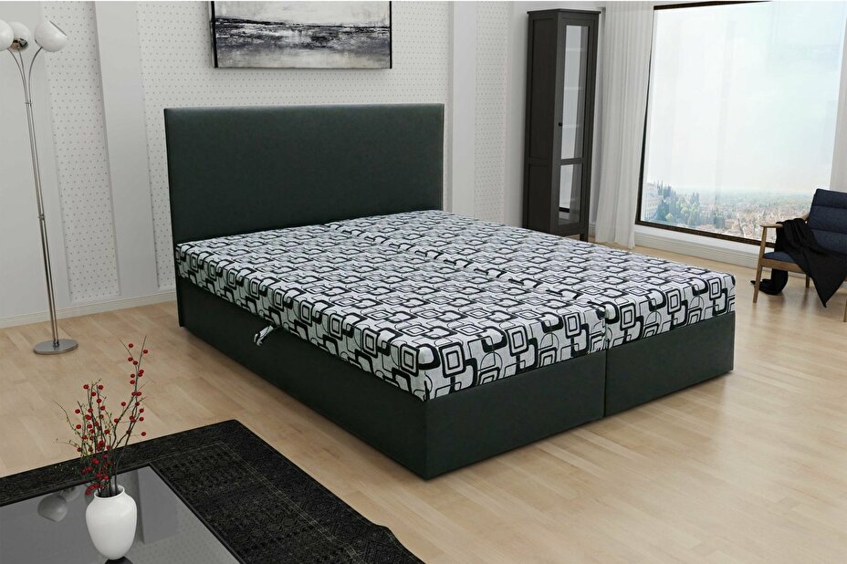 Manželská postel 180 cm Trachalio (s matrací) (černá) *výprodej