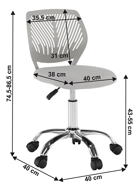 Dětská otočná židle Svelu (šedá)