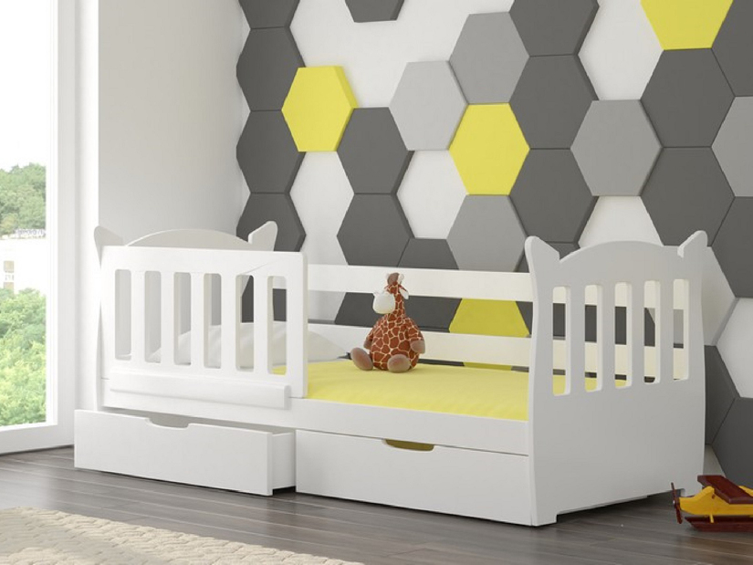 Dětská postel 160x75 cm Lenka (s roštem a matrací) (bílá)