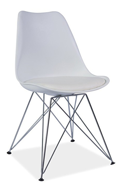Jídelní židle Metal (ekokůže bíla) *bazar