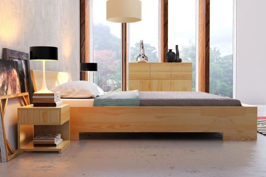 Manželská postel 160 cm Naturlig Lekanger High (borovice) (s roštem)