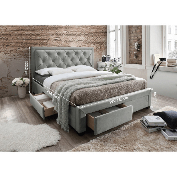 Manželská postel 180 cm Orford (s roštem) (šedohnědá)