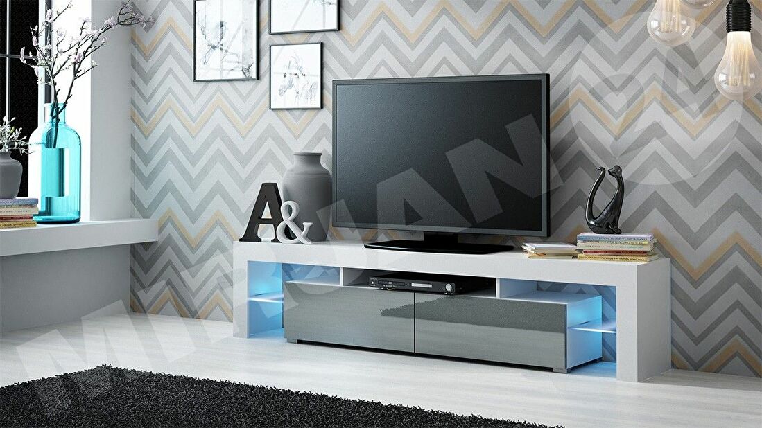 TV stolek/skříňka Molo (bílý + šedý lesk) *výprodej
