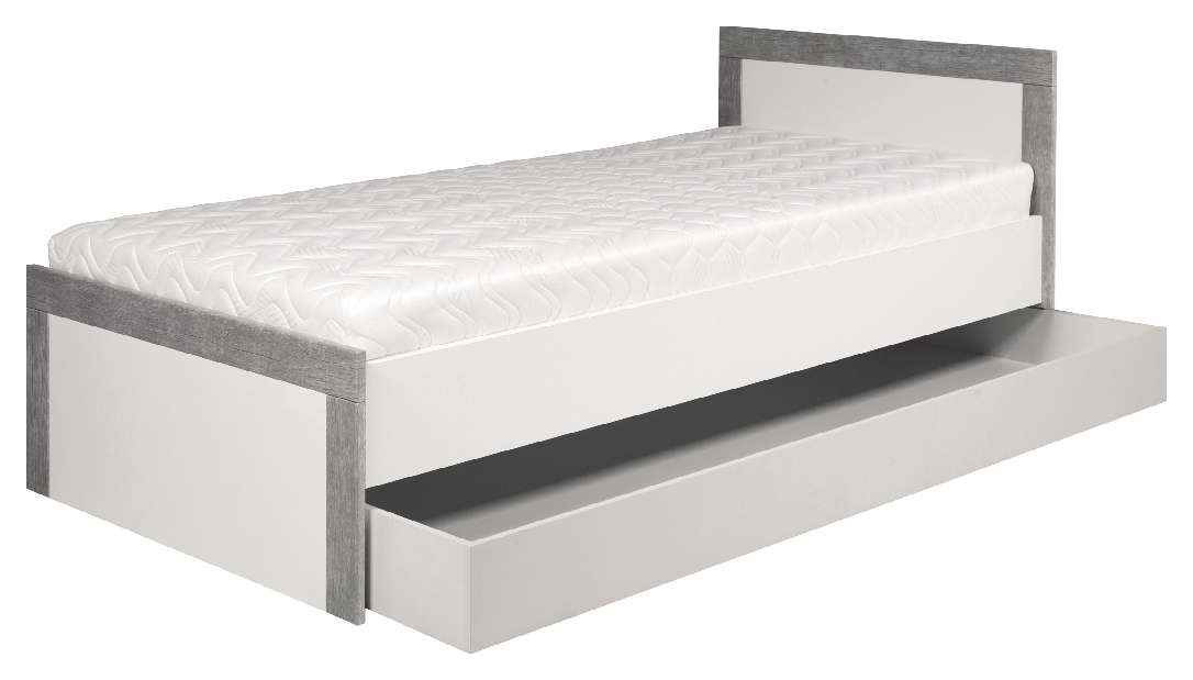 Jednolůžková postel 90 cm Twin TW 13 (šedá + bílá matná)