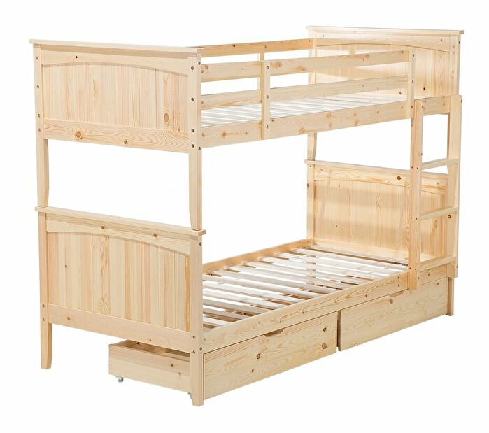 Patrová postel 90 cm Alf (světlé dřevo) (s roštem a úložným prostorem)