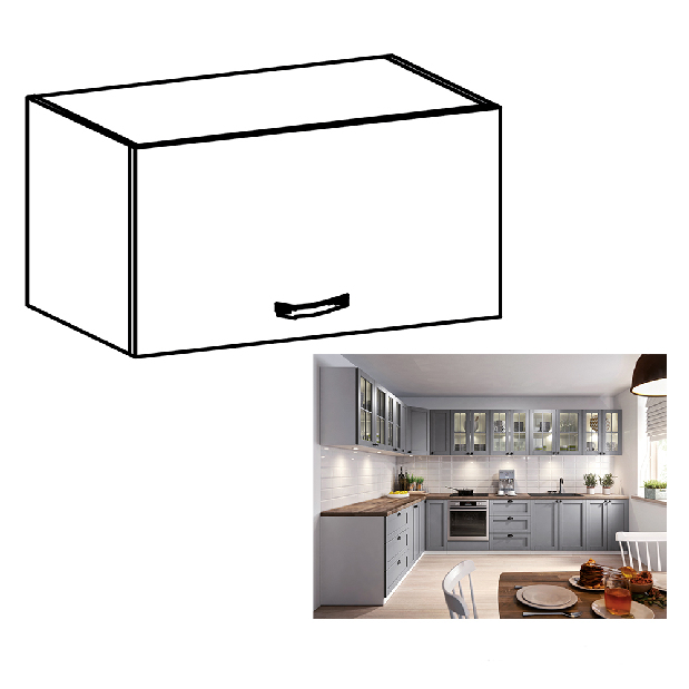 Horní kuchyňská skříňka G50K Lanaya (bílá + šedá matná)
