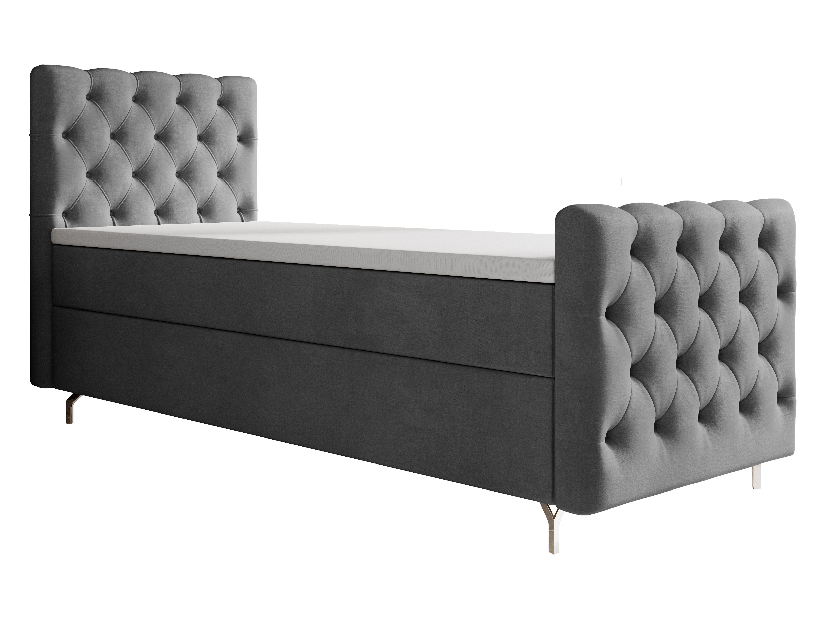 Jednolůžková postel 90 cm Clinton Comfort (tmavě šedá) (s roštem, s úl. prostorem)