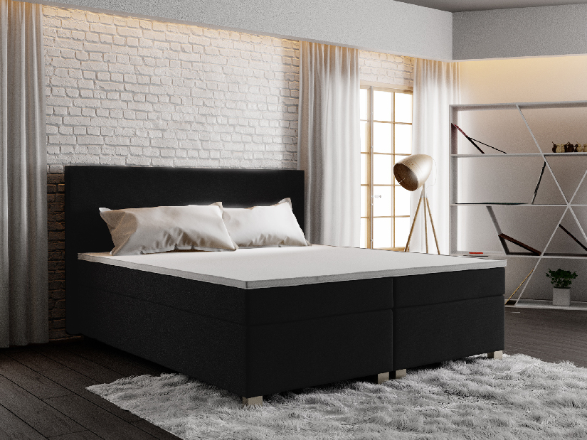 Manželská postel Boxspring 160 cm Simon Comfort (černá) (s matrací, bez úložného prostoru)