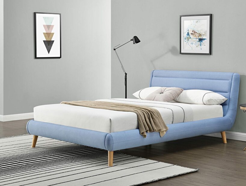 Manželská postel 140 cm Edith (modrá) (s roštem)