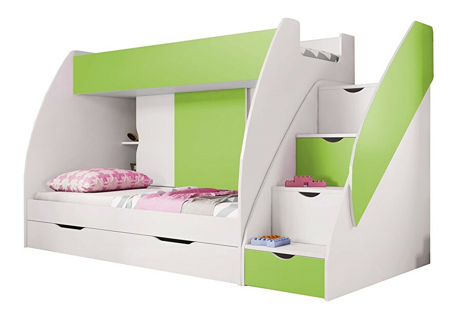 Patrová postel 80 cm Mareus (zelená) (s roštem)