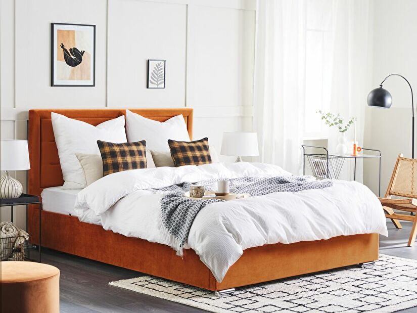 Manželská postel 180 cm Ruthine (oranžová) (s roštem a úložným prostorem)