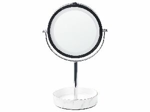 Kosmetické zrcadlo Shevaun (stříbrná + bílá) (s LED osvětlením)