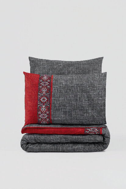Ložní prádlo 200 x 220 cm Ardinos (červené + šedé)