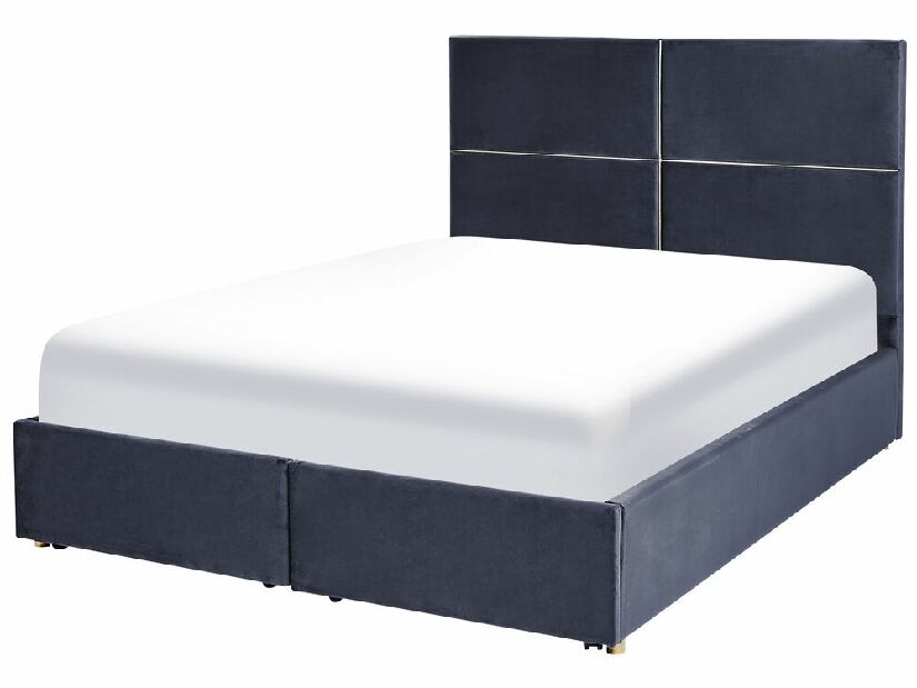 Manželská postel 140 cm Vissarion (černá) (s roštem a úložným prostorem)