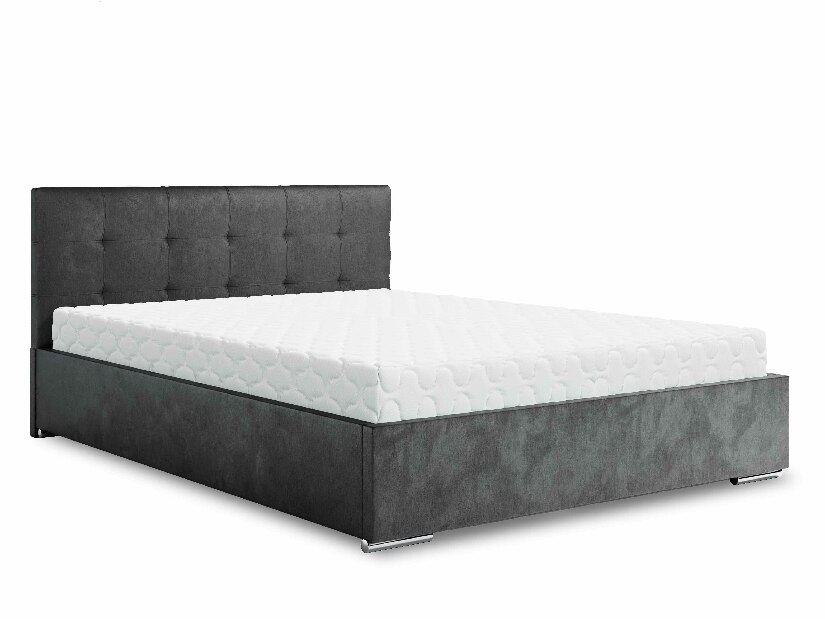 Manželská postel 140 cm Hermila (tmavě šedá) (s roštem a úložným prostorem)
