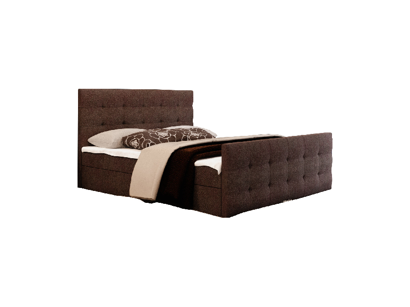 Manželská postel Boxspring 160 cm Milagros 2 (tmavě hnědá) (s matrací a úložným prostorem)