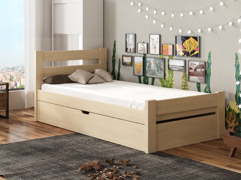 Dětská postel 80 cm Nia (s roštem a úl. prostorem) (borovice)